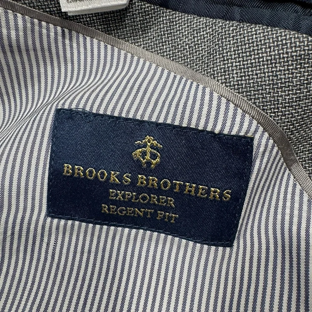 Brooks Brothers Explorer Regent Fit Blazer Mens 44L Gray 88%‎ Wool
